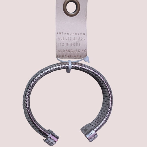 Anthropologie Ribbed Pavé Cuff Bracelet in Silver - Picture 5 of 6